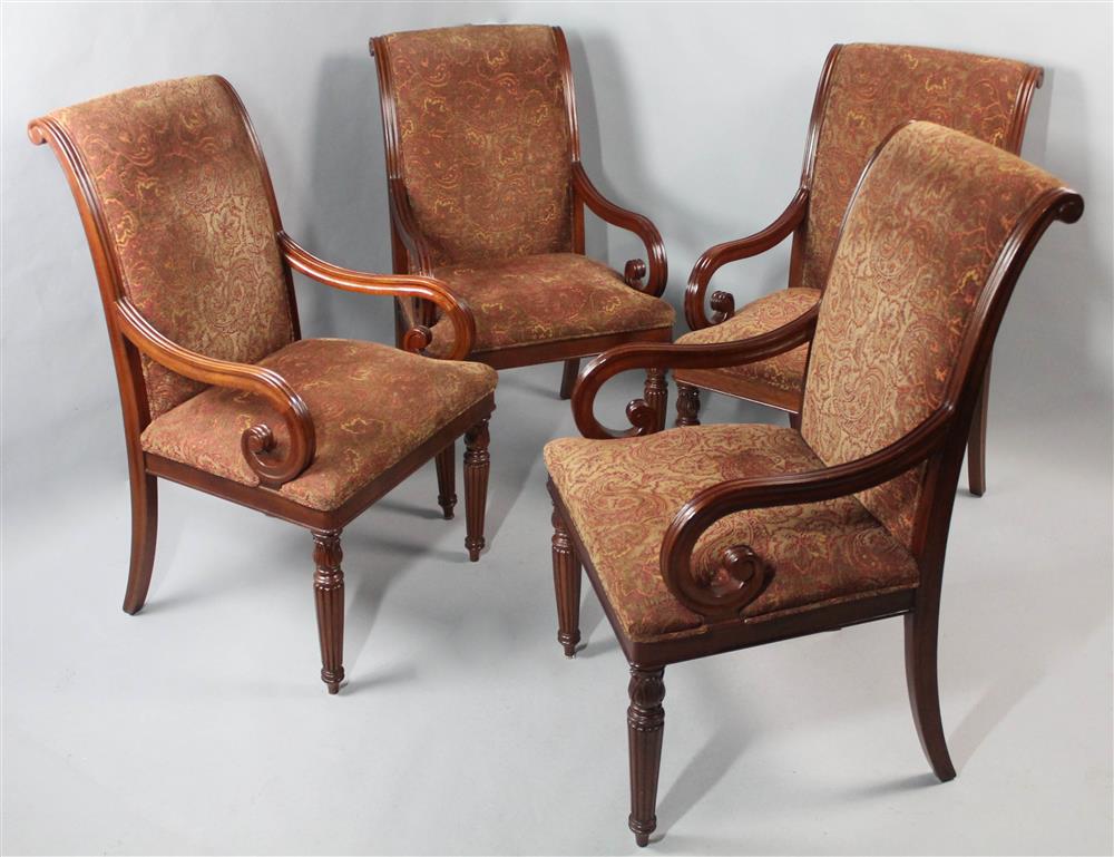 Appraisal: SET OF FOUR CLASSICAL STYLE LARGE MAHOGANY DINING ARM CHAIRS