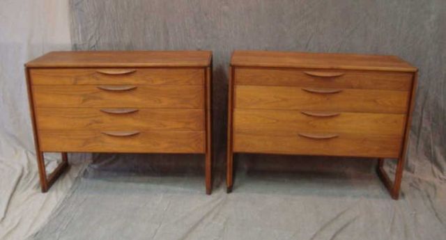 Appraisal: Jens RISOM Pair -drawer SGD dressers Mid Century Dimensions x