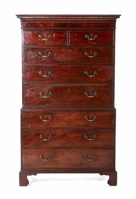 Appraisal: George III mahogany chest on chest late th century top