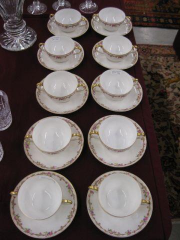 Appraisal: Limoges Porcelain Cream Soups Saucers floral bands