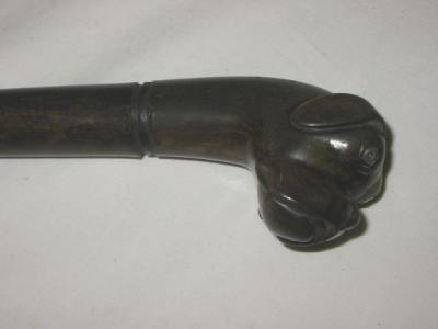 Appraisal: A VICTORIAN HORN WALKING CANE the grip modelled as a