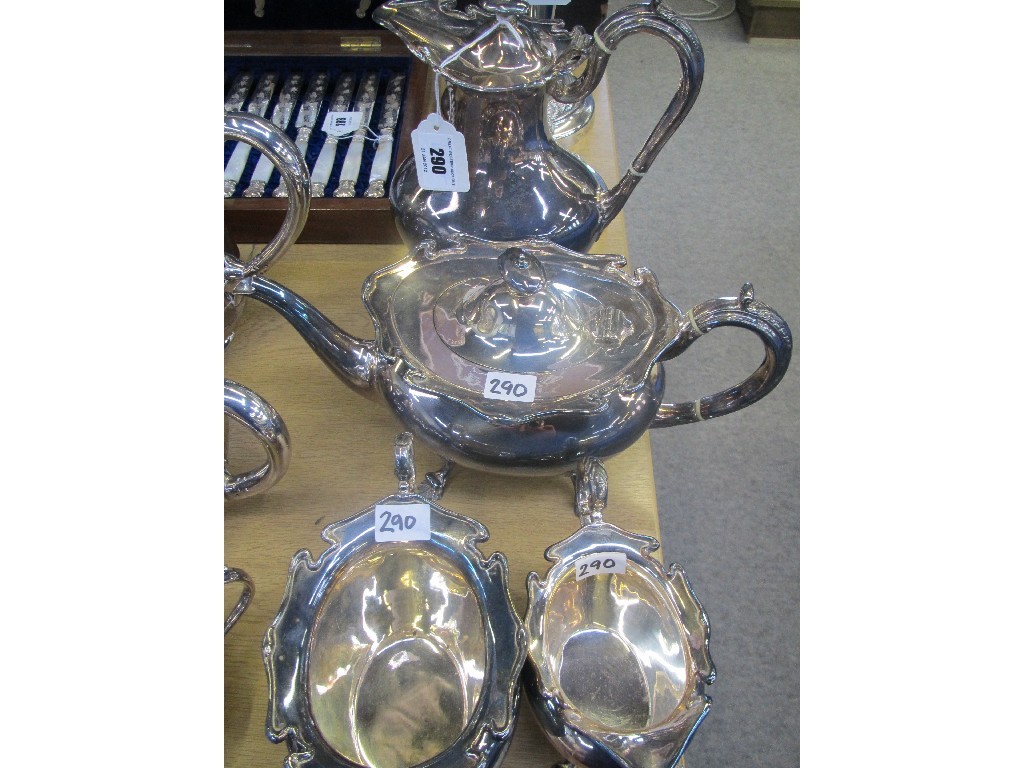 Appraisal: Four piece silver plated tea service