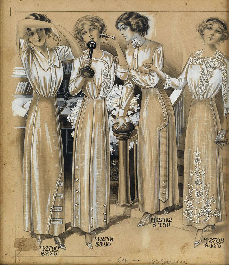 Appraisal: FASHION Women in Shirtwaists and Skirts Turn-of-the-century catalogue illustration for