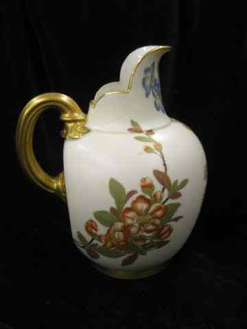 Appraisal: Royal Worcester Porcelain Pitcher handpainted florals on ivory field gold