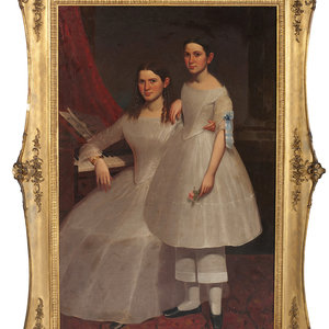 Appraisal: Moses Billings American - Portrait of Two Sisters oil on