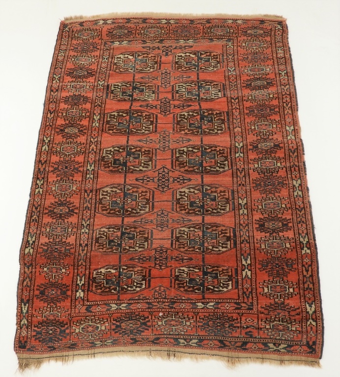 Appraisal: C PERSIAN ORIENTAL TEKKE BOKHARA CARPET RUG Persia Circa Red