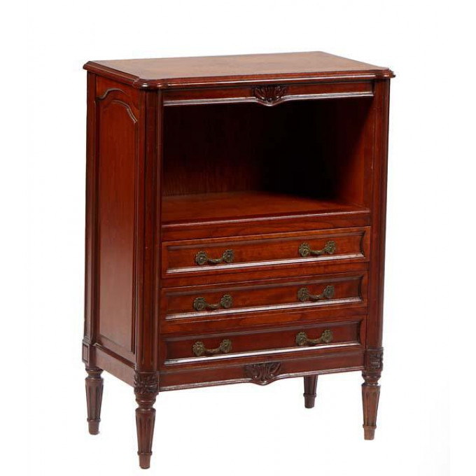 Appraisal: Unusual French Louis XV Style Carved Cherry Nightstand th c