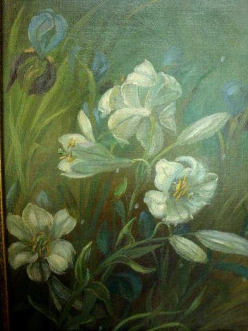 Appraisal: Unsigned Small Antique O C of Lilies and Irises not