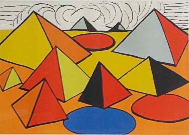 Appraisal: CALDER Alexander Lithograph ''Pyramids ''Pencil signed lower right in an