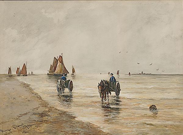 Appraisal: HUGO ANTON FISHER AMERICAN - Sulkies Along California Coastwatercolor on