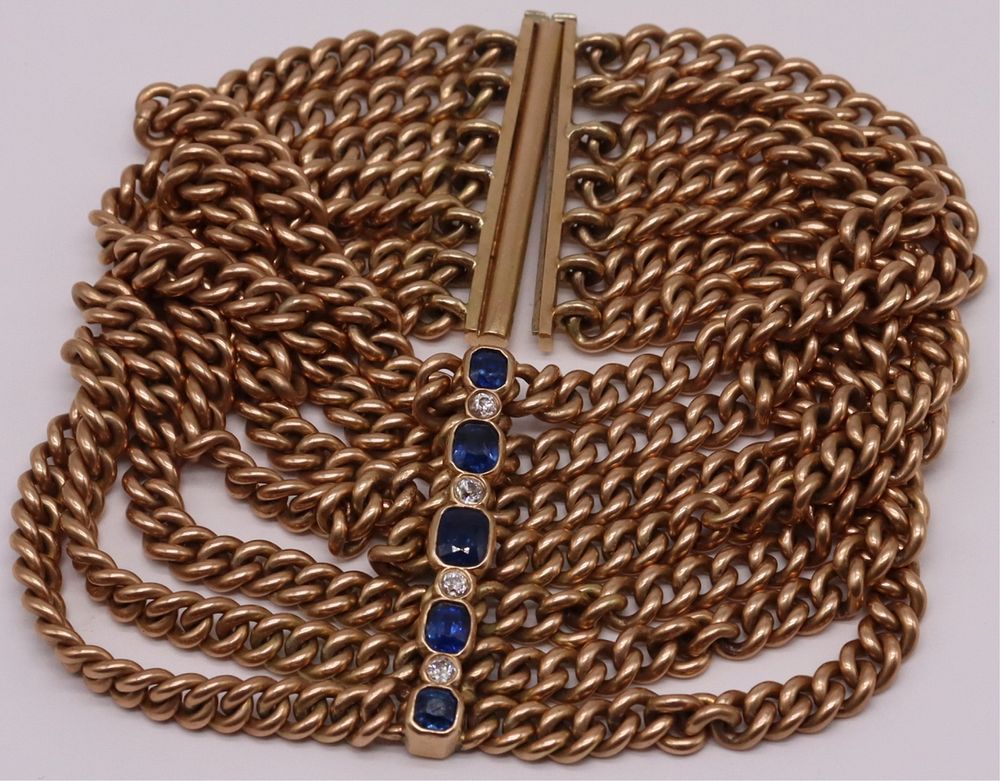 Appraisal: JEWELRY kt Gold Sapphire and Diamond Bracelet Unique kt gold