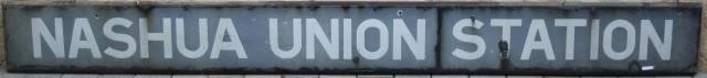 Appraisal: NASHUA UNION STATION EARLY TH CENTURYPORCELAIN RAILROAD SIGN METAL MOUNTED