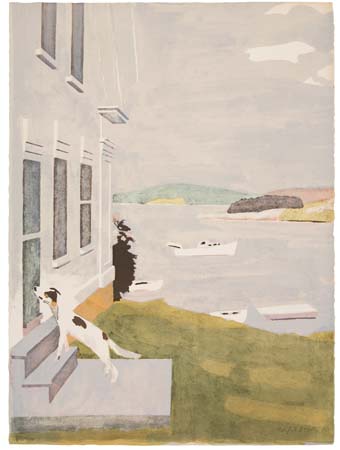 Appraisal: FAIRFIELD PORTER Dog at the Door Color lithograph x mm