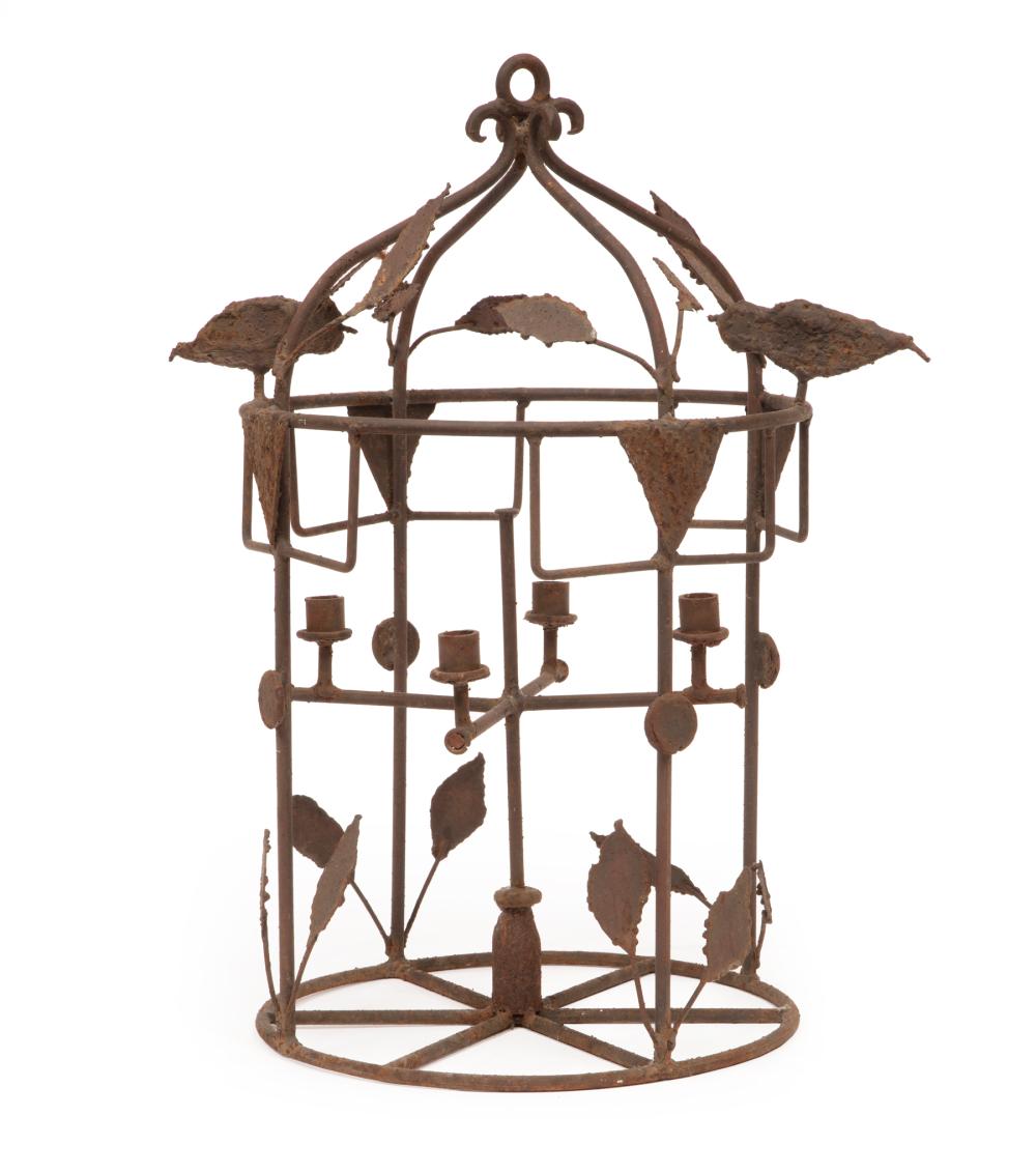 Appraisal: Contemporary Wrought Iron Four-Light Hall Lantern possibly Mario Villa Nicaraguan