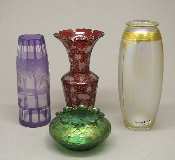 Appraisal: Four pieces of Art glass late th early th century