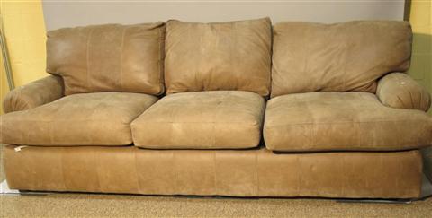 Appraisal: CENTURY FURNITURE OVERSTUFFED LEATHER SOFA th century the three loose