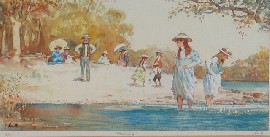 Appraisal: Gerrard George Lants - Paddling facsimile print signed 'Lants' in