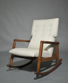 Appraisal: Modern Design Rocking Chair Modern upholstered walnut rocking chair Mfg