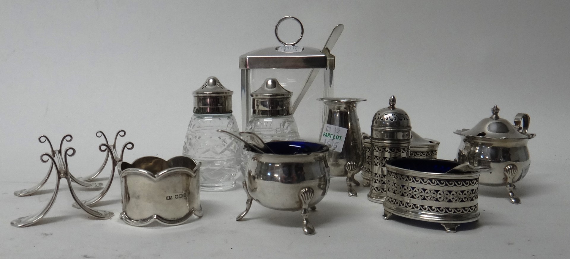 Appraisal: Silver comprising a napkin ring Sheffield a mustard pot a