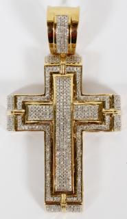 Appraisal: KT GOLD AND DIAMOND CROSS PENDANT W '' L ''