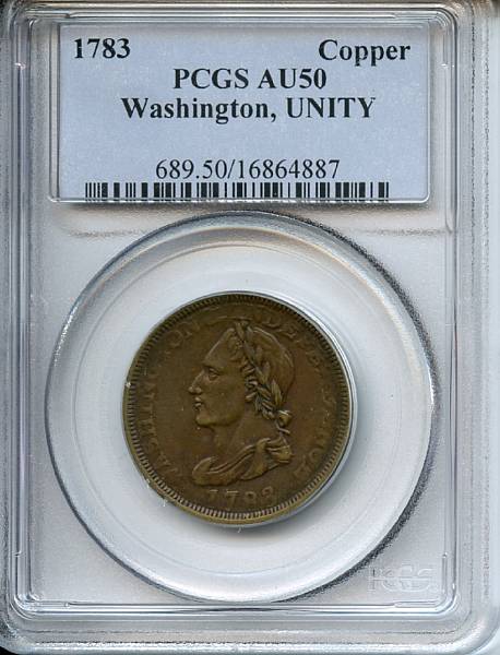 Appraisal: Washington Copper UNITY STATES AU PCGS Baker- Breen- Medium brown