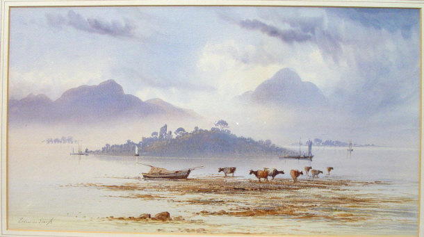 Appraisal: Edwin Earp - Watercolour of cattle on the shore of