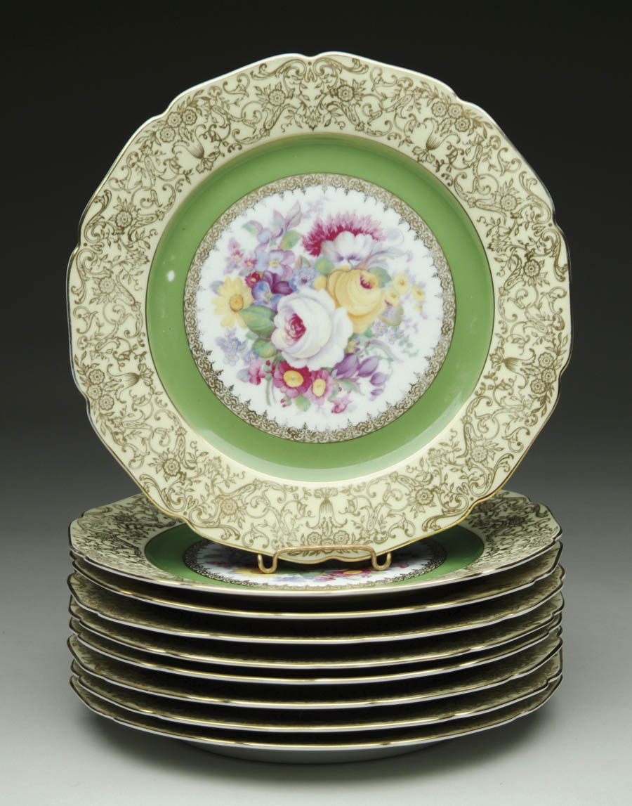 Appraisal: SET OF NINE CZECHOSLOVAKIAN SERVICE PLATES Marked on bottom with