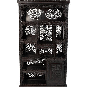 Appraisal: A Chinese Carved Hardwood Etagere TH CENTURY Height x width