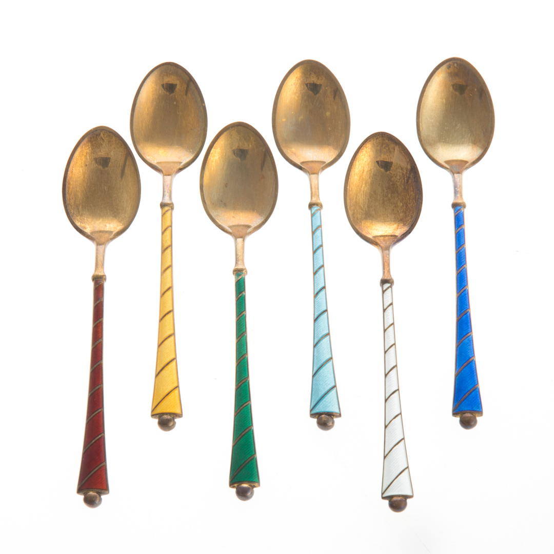 Appraisal: Ela Denmark enameled sterling demitasse spoons Set of Ela Denmark