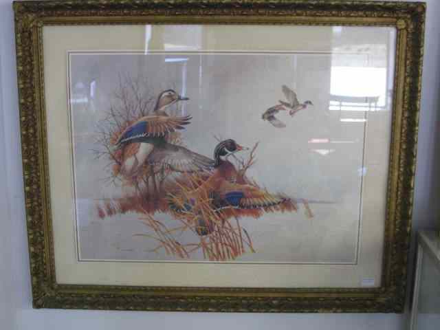 Appraisal: Charles E Murphy Print wood ducks in flight image area