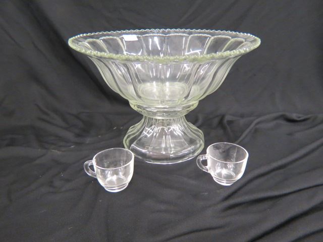 Appraisal: Pressed Glass Punch Set bowl on pedestal with cups