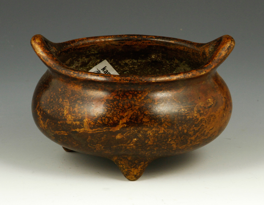 Appraisal: - Chinese Bronze Censer Bronze censer China with handles and