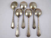 Appraisal: A set of six silver soup spoons with floral scroll