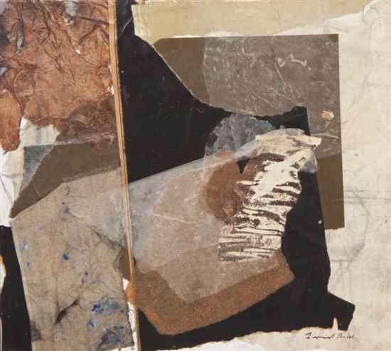 Appraisal: Leonard Brooks Canadian b Black and Brown collage on canvas