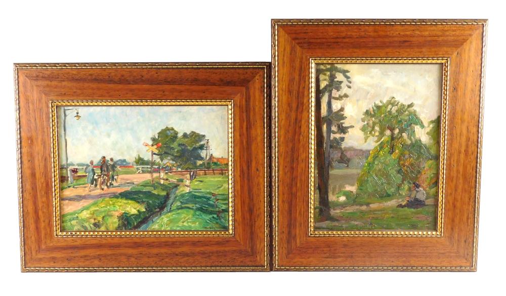 Appraisal: Otto Antoine German - two oils on panel the first