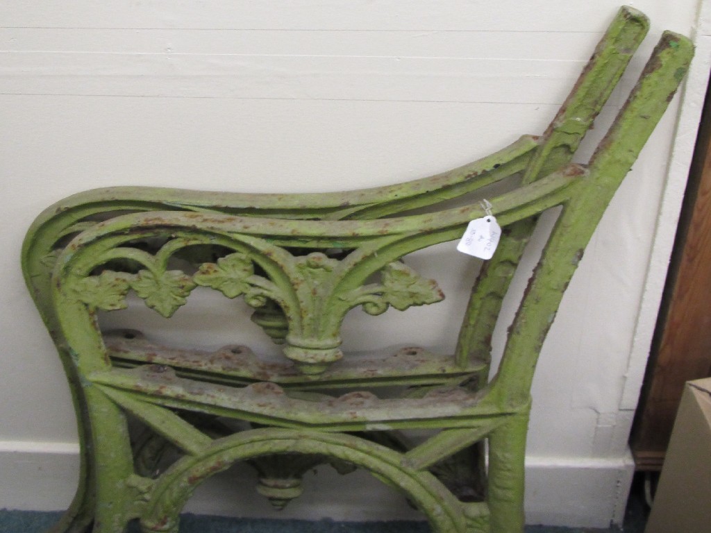 Appraisal: Pair of Victorian painted cast iron bench ends with a