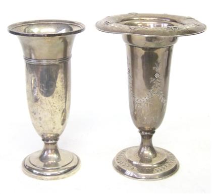 Appraisal: Two sterling silver flower vase smatthews co and wallace th