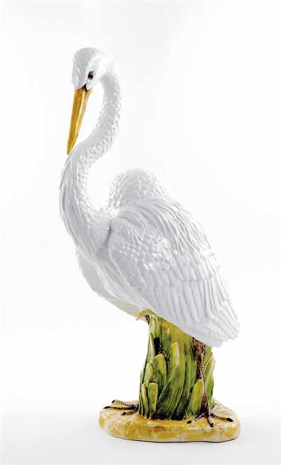 Appraisal: Majolica stork unmarked H '' Provenance Bluffton South Carolina private