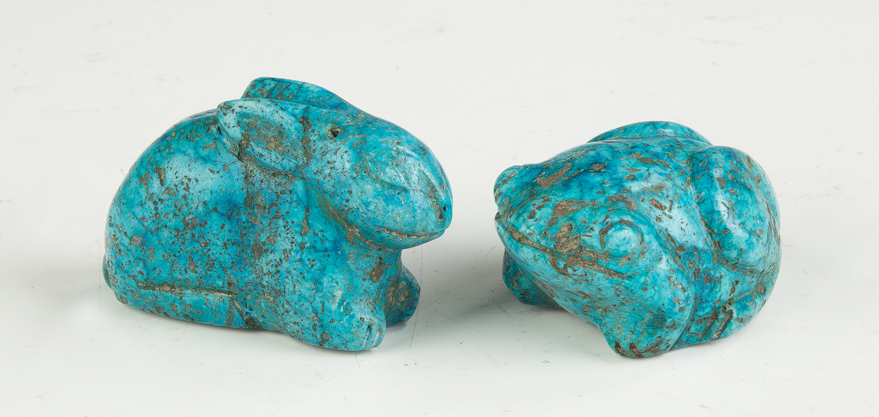 Appraisal: Egyptian Carved Turquoise Rabbit and Frog