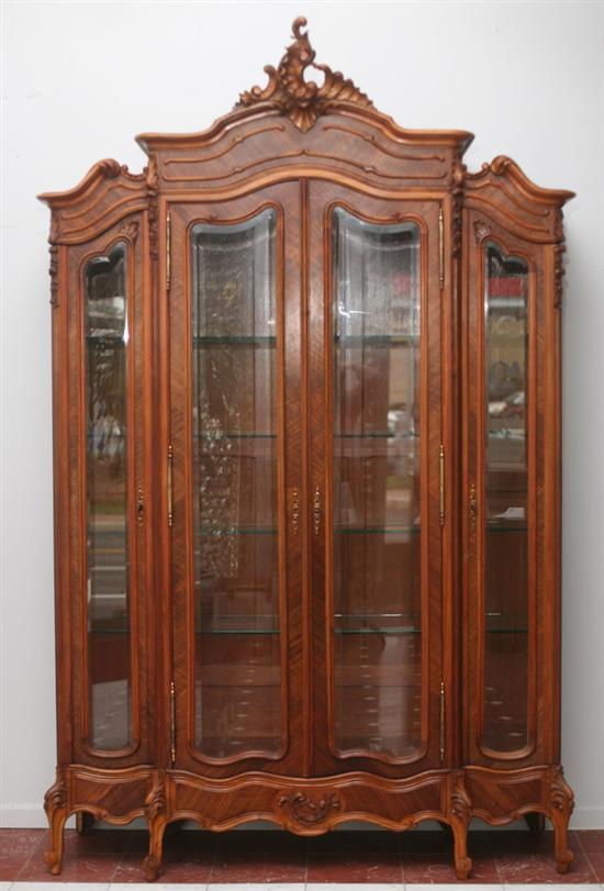 Appraisal: ROCOCO REVIVAL CARVED MIXED-WOOD BREAKFRONT VITRINE CABINET circa With later