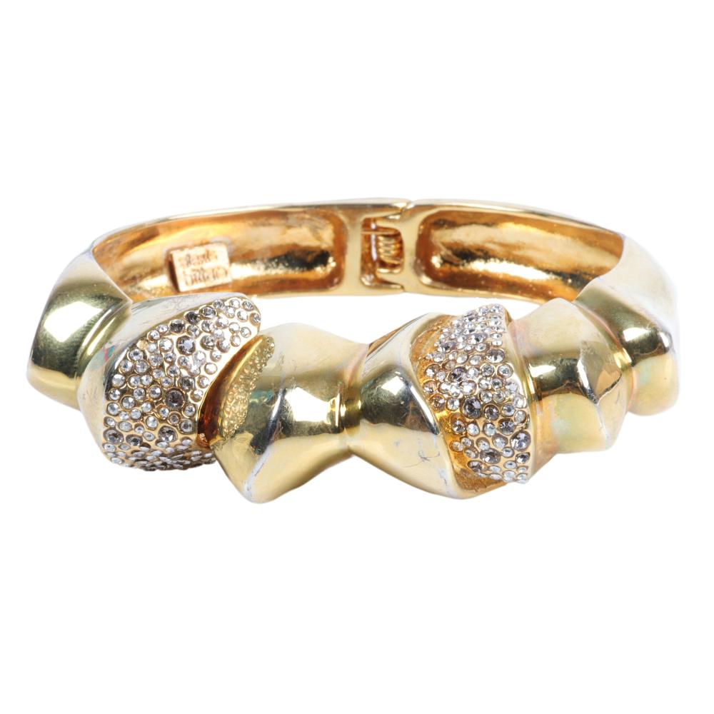 Appraisal: ALEXIS BITTAR DESIGNER GOLD TONE AND PAVE GEOMETRIC CLAMPER BRACELET