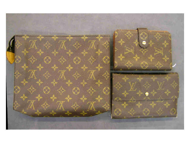 Appraisal: Three pieces of Louis Vuitton Monogram including zippered bag zippered