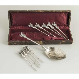 Appraisal: Wood Hughes Ten piece sterling nut set comprising one gilt