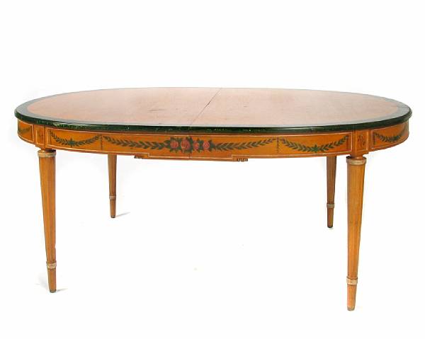 Appraisal: A George III style paint decorated dining table together with