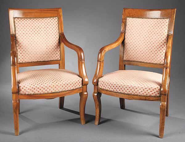 Appraisal: A Louis Philippe Fruitwood Bergere with shaped crest rail upholstered