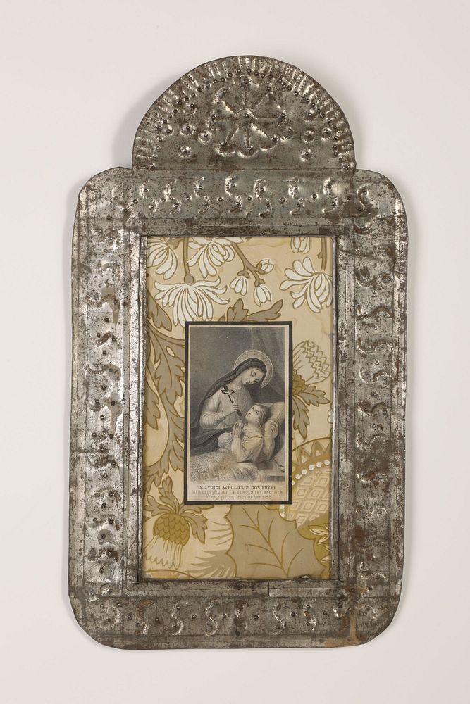 Appraisal: Tin Frame with Devotional Card ca - Attributed to Rio