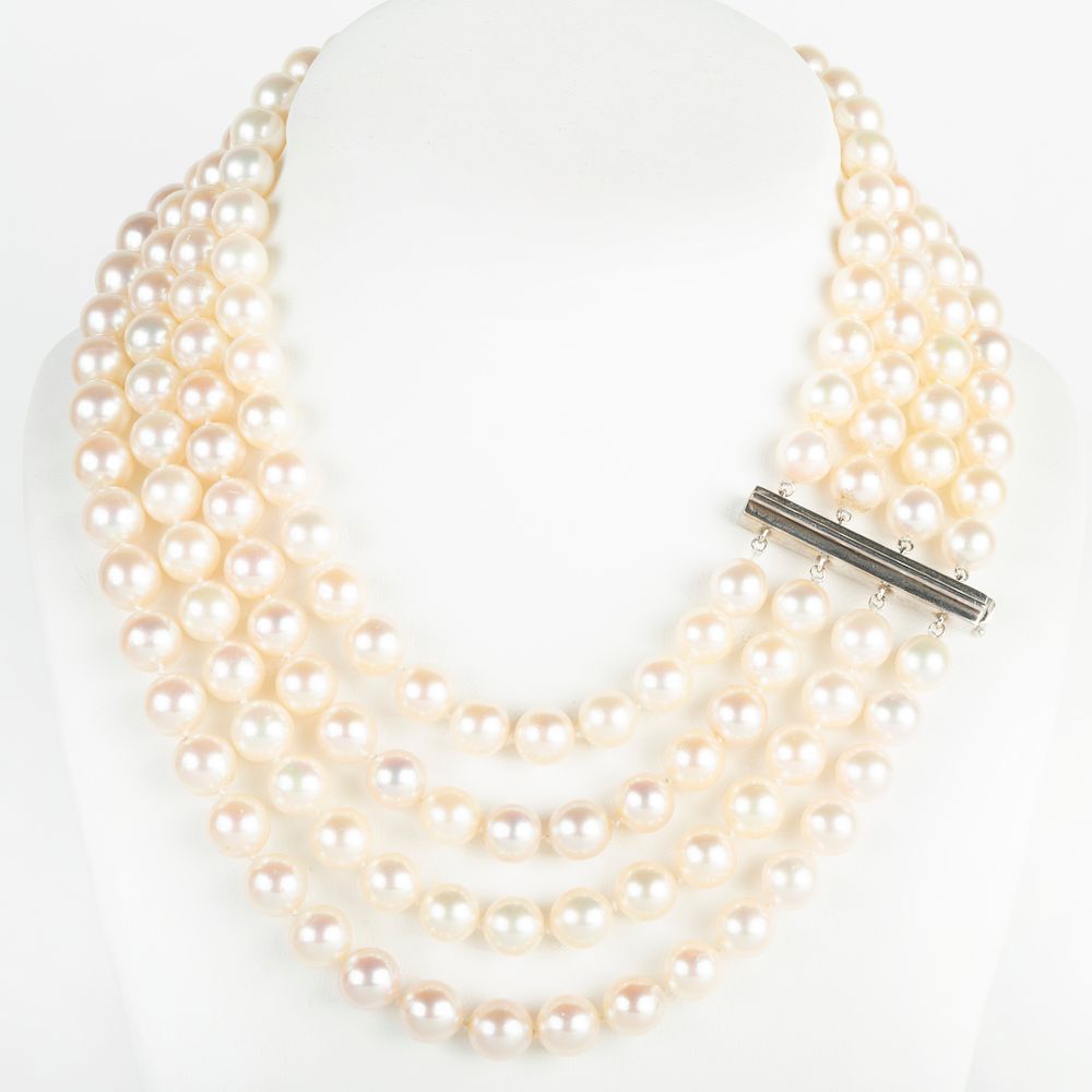 Appraisal: Four Strand Cultured Pearl Necklace Four Strand Cultured Pearl Necklace