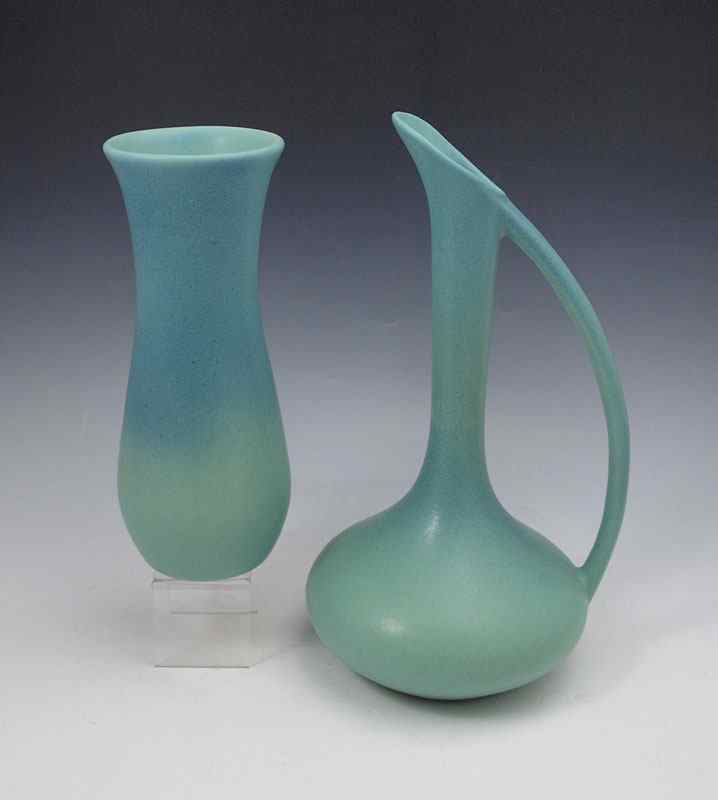 Appraisal: PIECE VAN BRIGGLE POTTERY JUG AND VASE To include Handled