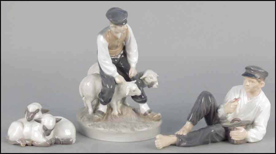 Appraisal: ROYAL COPENHAGEN PORCELAIN FIGURE Together with a Royal Copenhagen porcelain