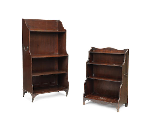 Appraisal: A George III style mahogany waterfall open bookcase together with